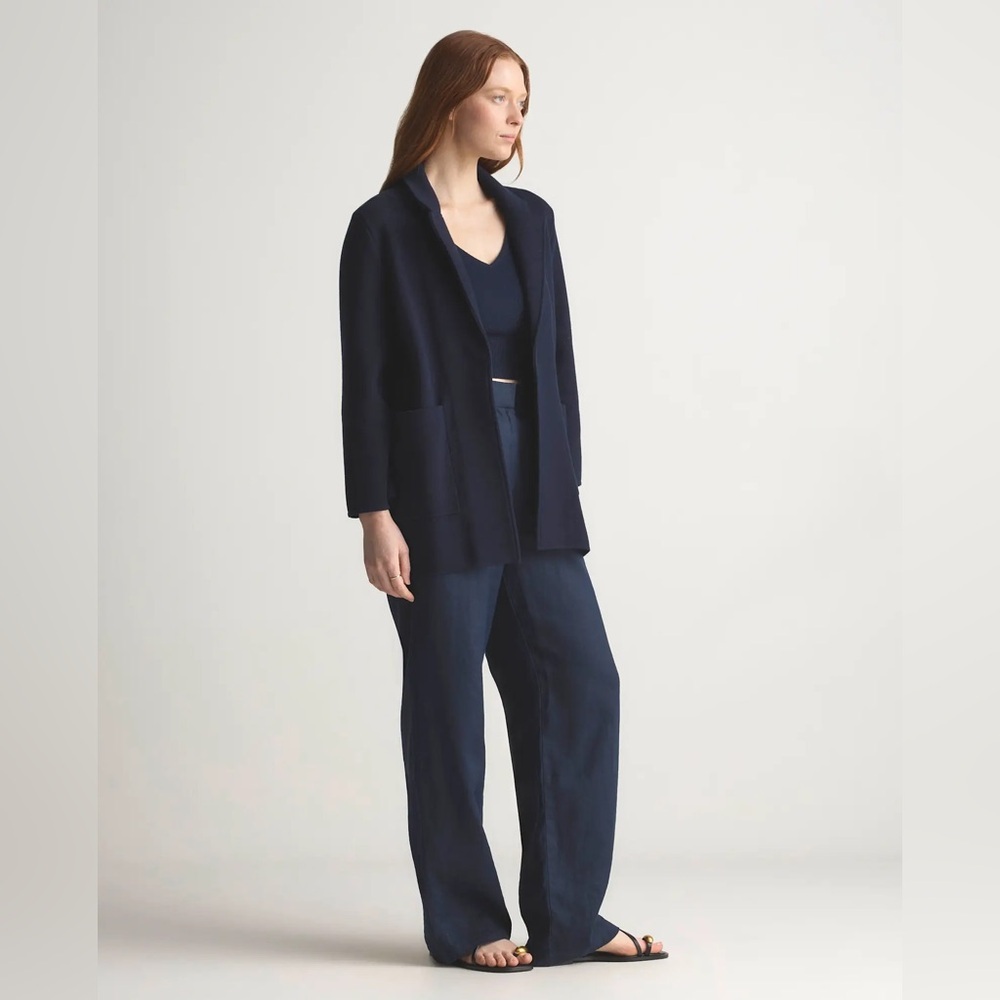 Banana Republic Navy Blue Cotton Blend Knit Cardigan Blazer